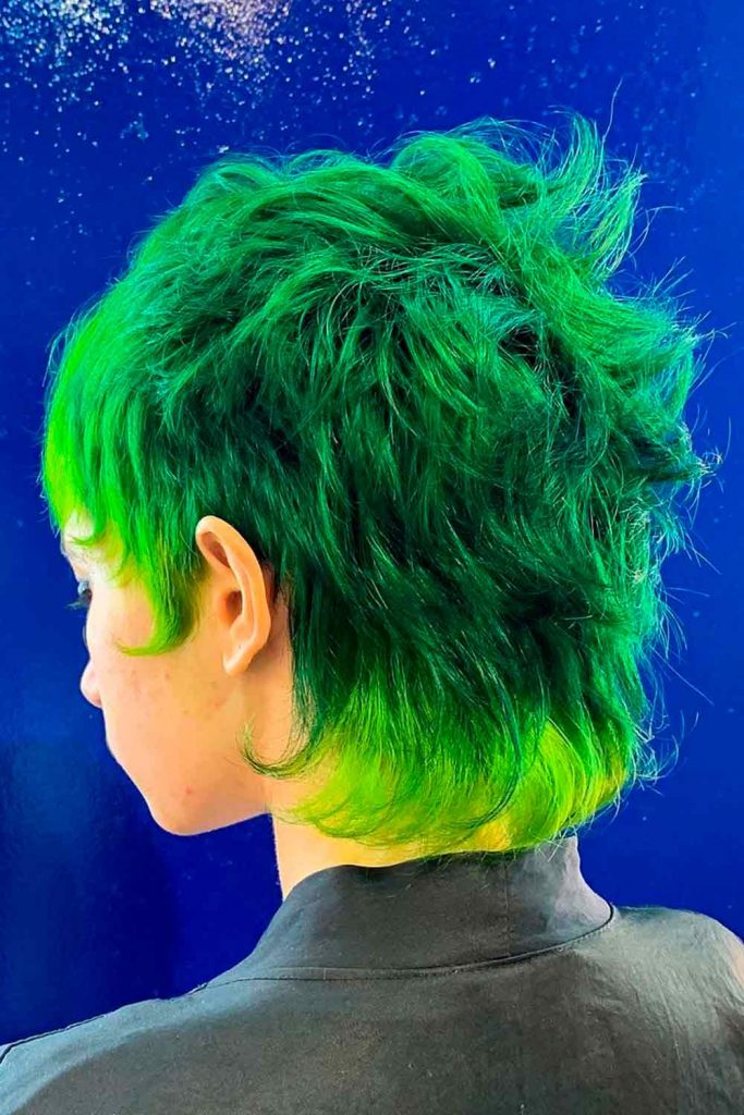 Short Neon Green Boyish Mullet