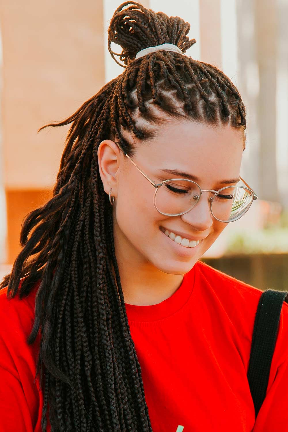 Knotless Braids Half Updo Style