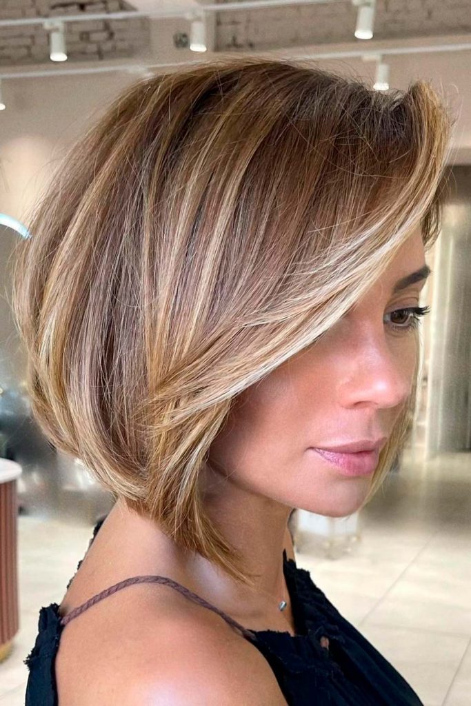 Side-Swept Layered Bangs with Medium Bob