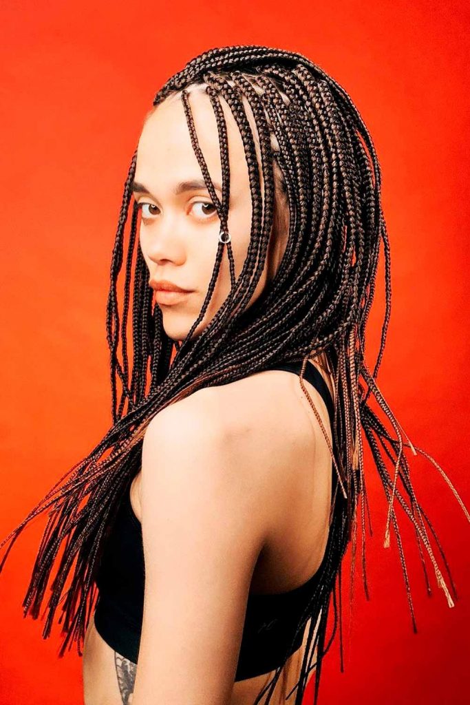 Thin Box Braids With Sharp Tips 