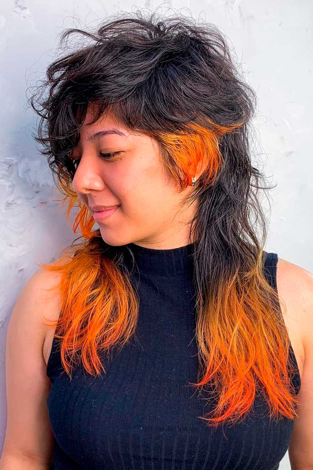 Long Wolf Style with Orange Ombre