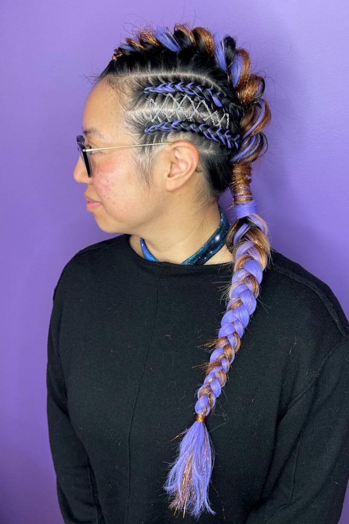 Mystery Braids with Lilac Highlights