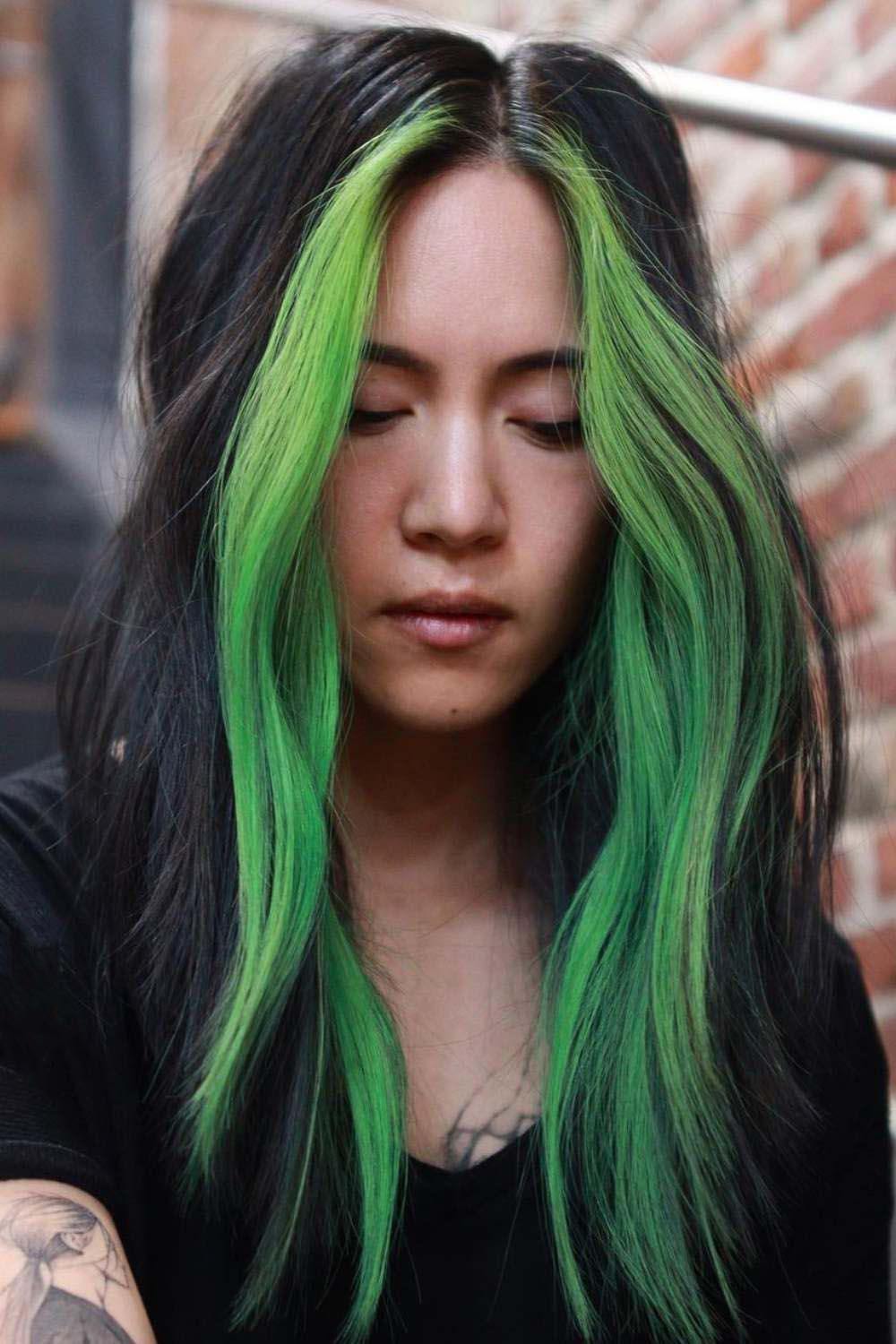 Green Skunk Stripe Hair