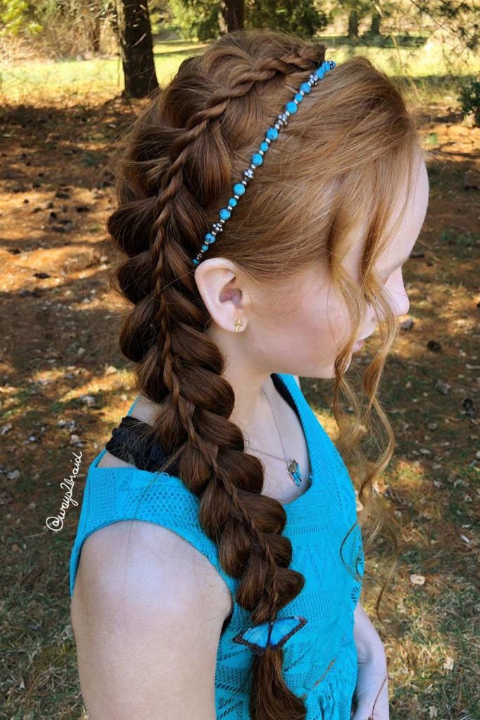 Side Dutch braid with a Tiny Rope Twist