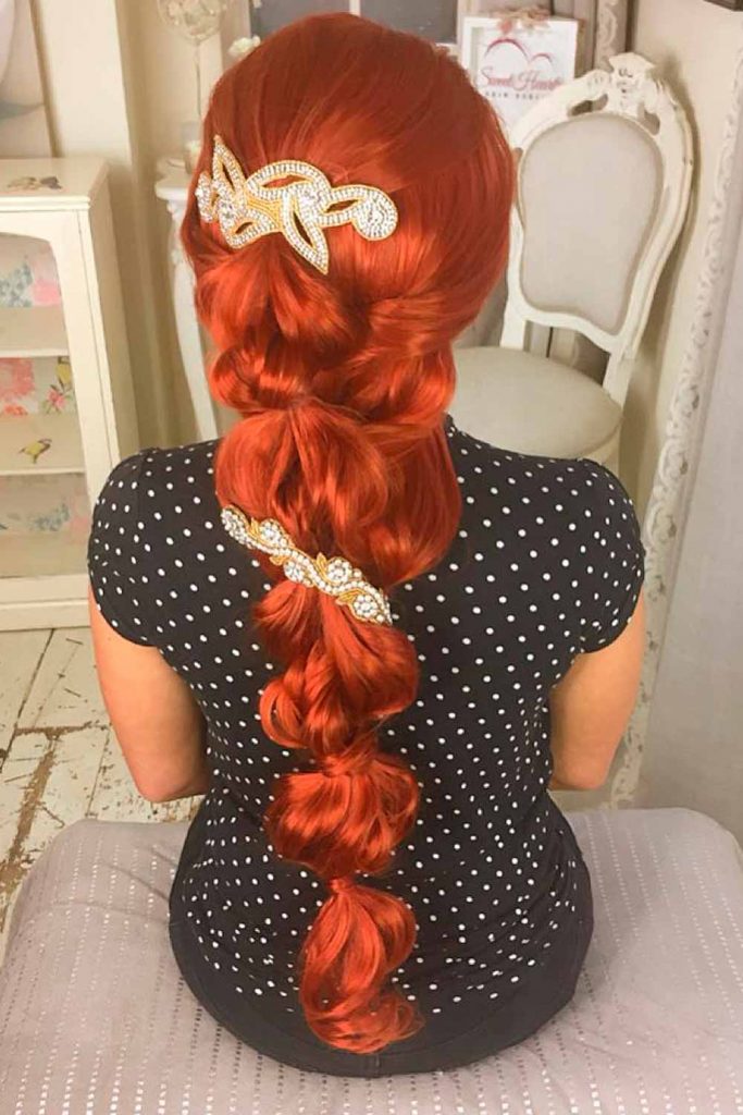 Mermaid Ariel Styled Bubble Braid With Accessories