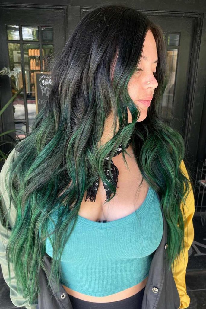 Dusty Green-Black Ombre