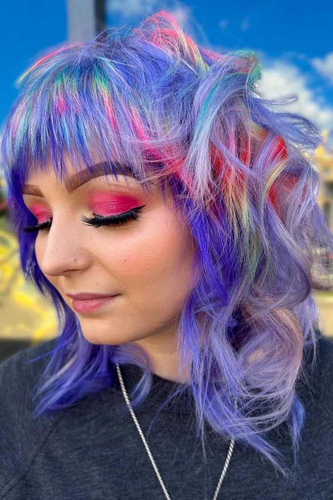 Holographic Unicorn Colors for Medium Hair