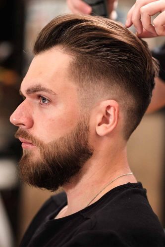 Mens Haircut Taper Mid Fade Slicked Back 333x500 