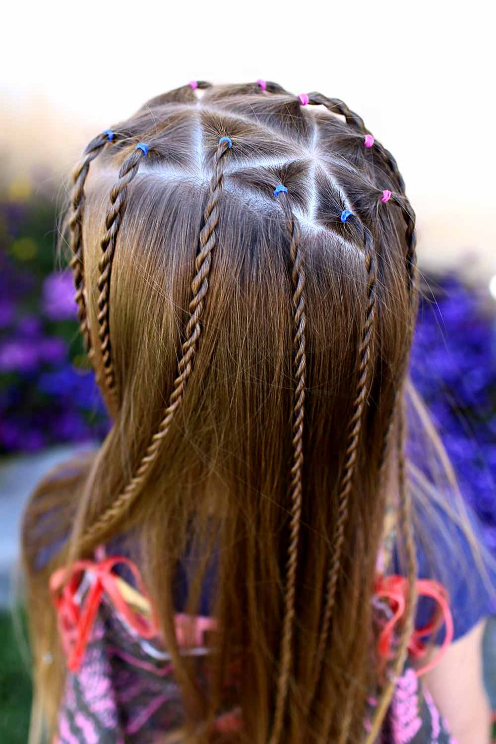 Rubber Band Hairstyles with Twist Braids for Girls Long Hair #rubberbandhairstyles #naturalhairstyles #kidshairstyles