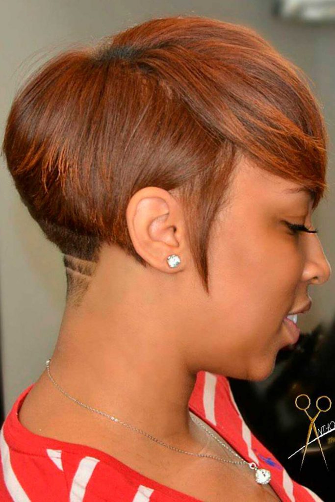 Light Brown Textured Pixie With Patterned Nape