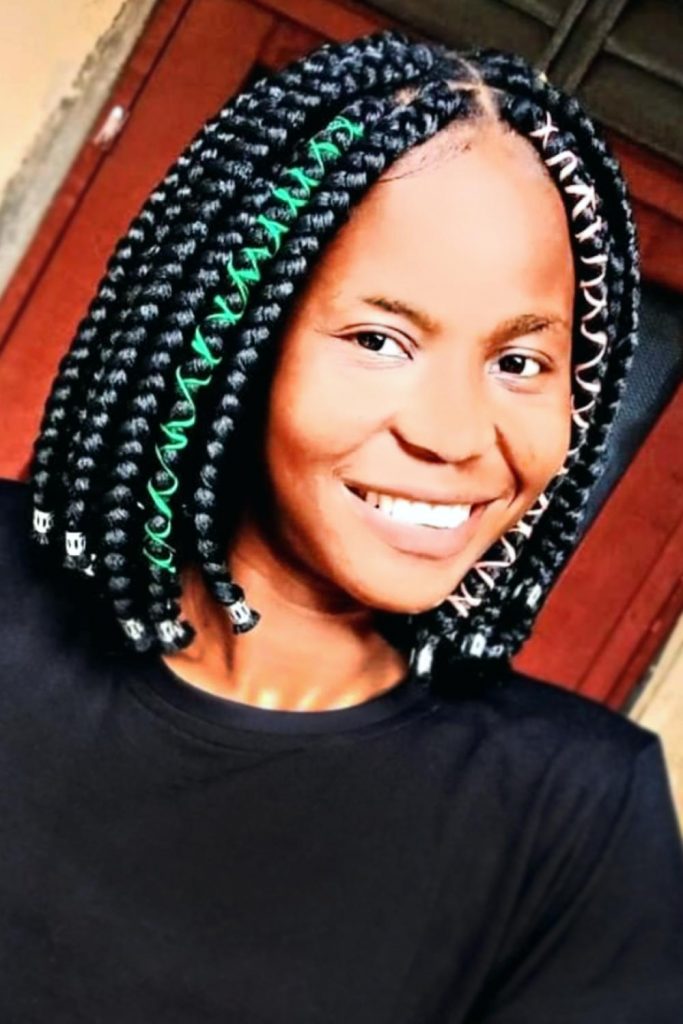 Bob Styled Box Braids With Colorful Threads