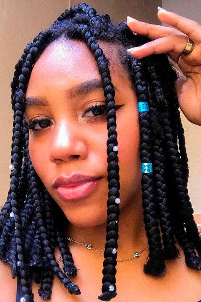 Image of Box braids short coarse hair