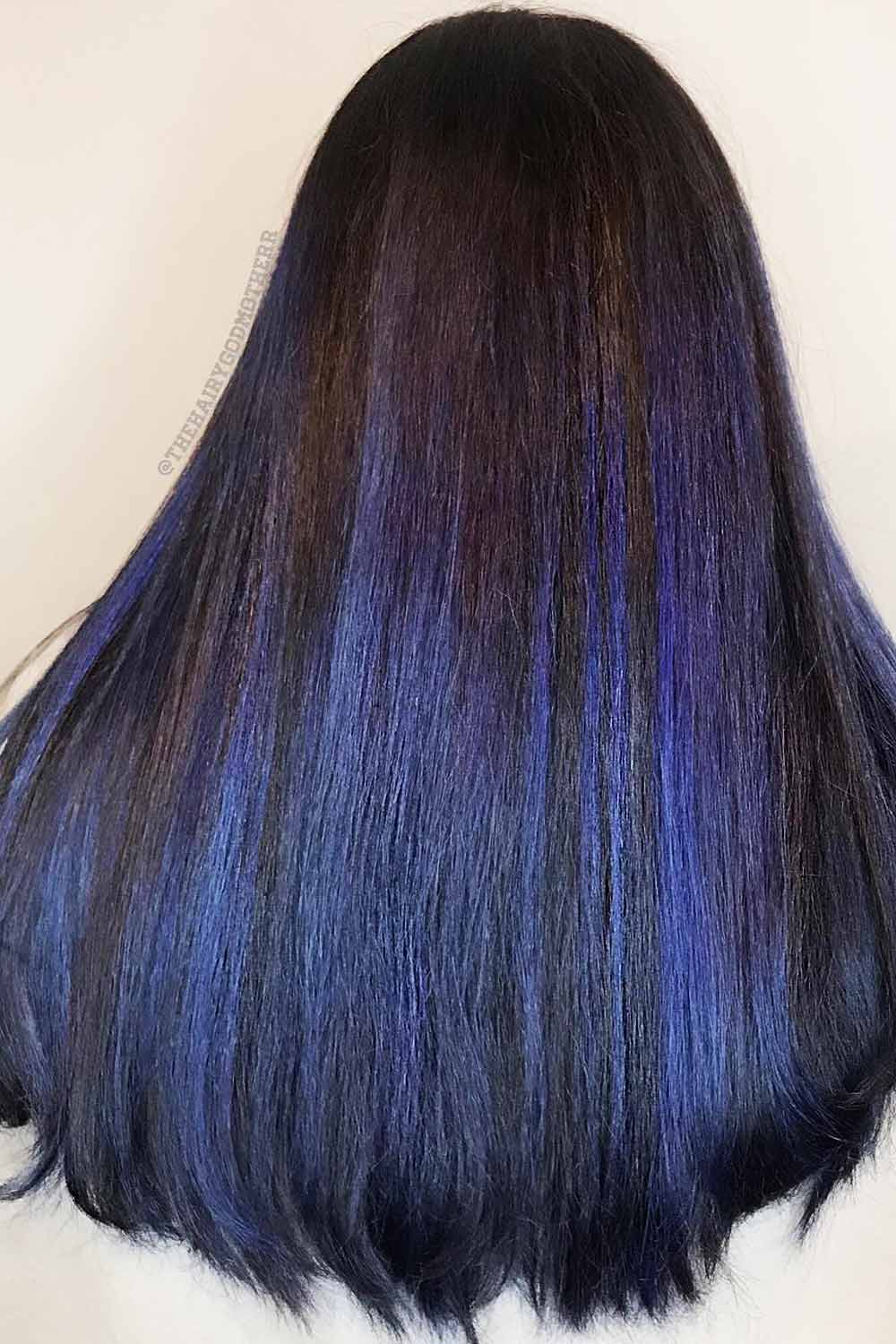 Black Hair With Blue Highlights #blackhairwithhighlights #hairwithhighlights #blue