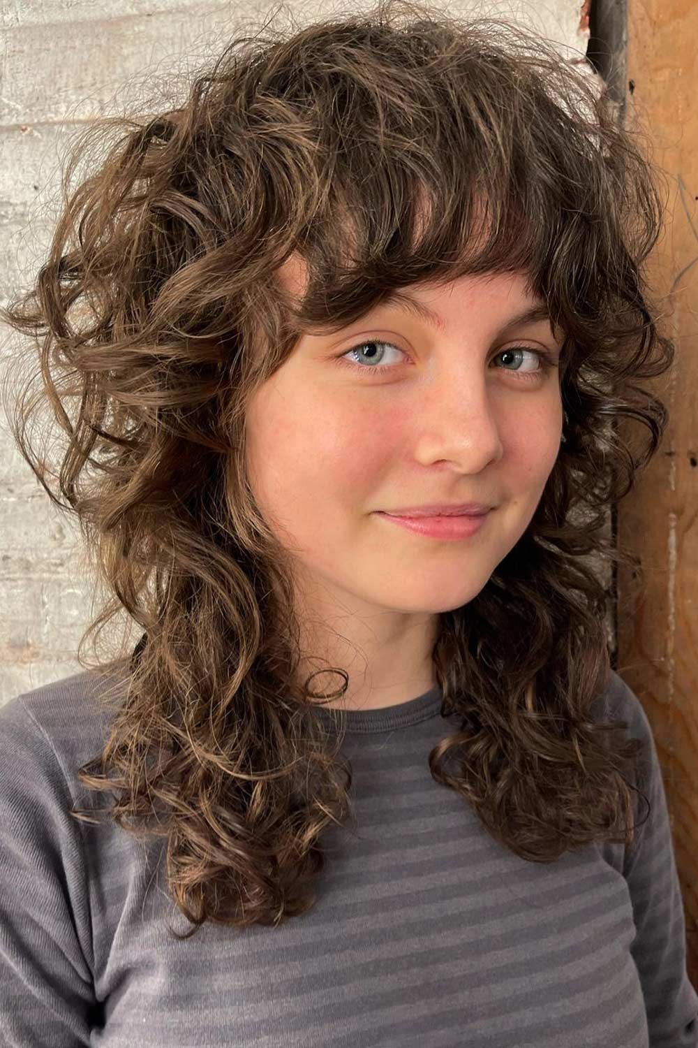 Mullet with Curly Bangs