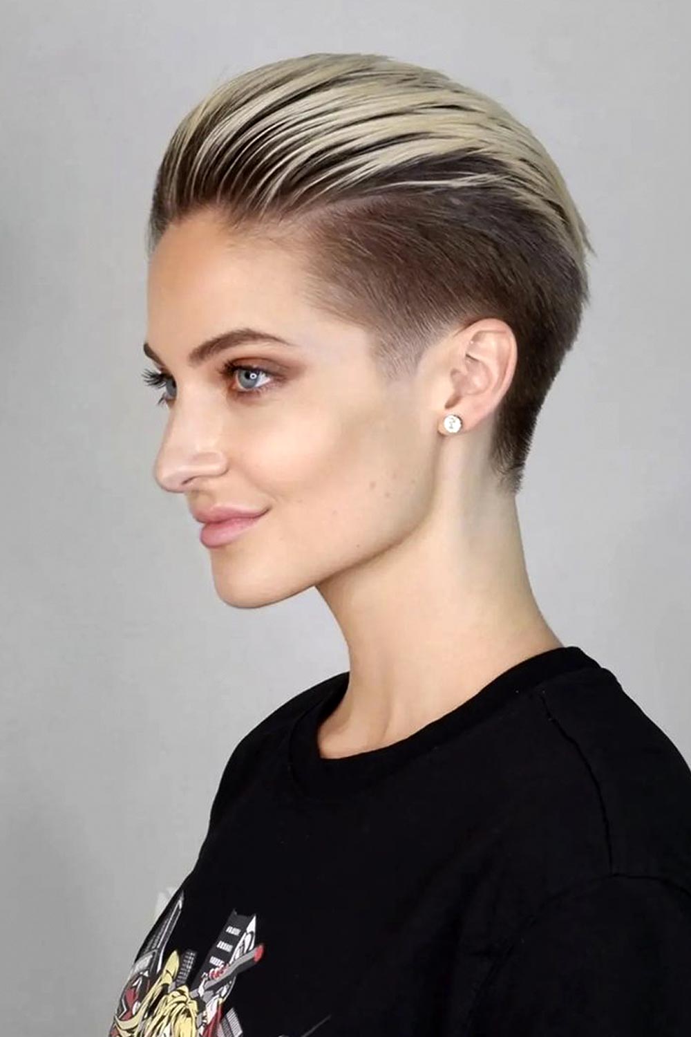 Blonde Pompadour With Low Fade