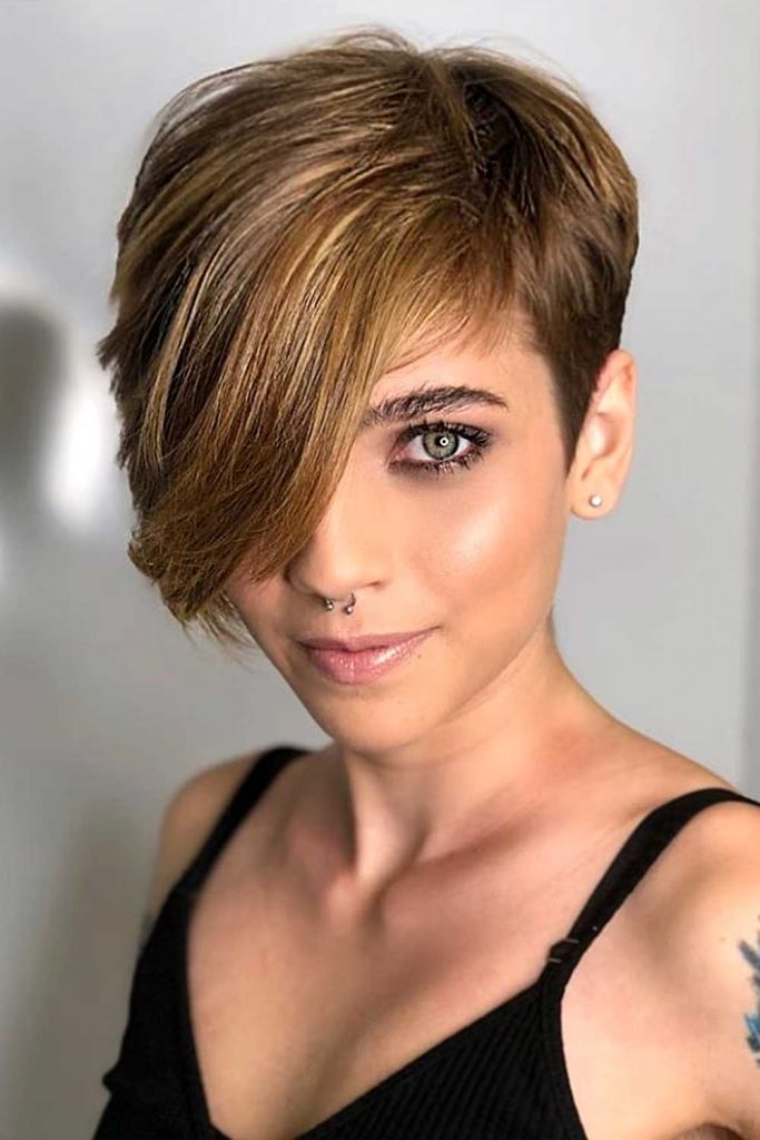 Long Wispy Pixie with Deep Side Fringe #pixiecut #shorthaircut