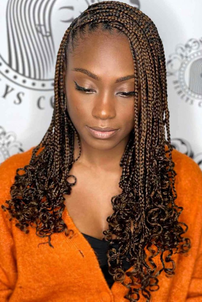 Medium Tribal Braids with Curly Ends