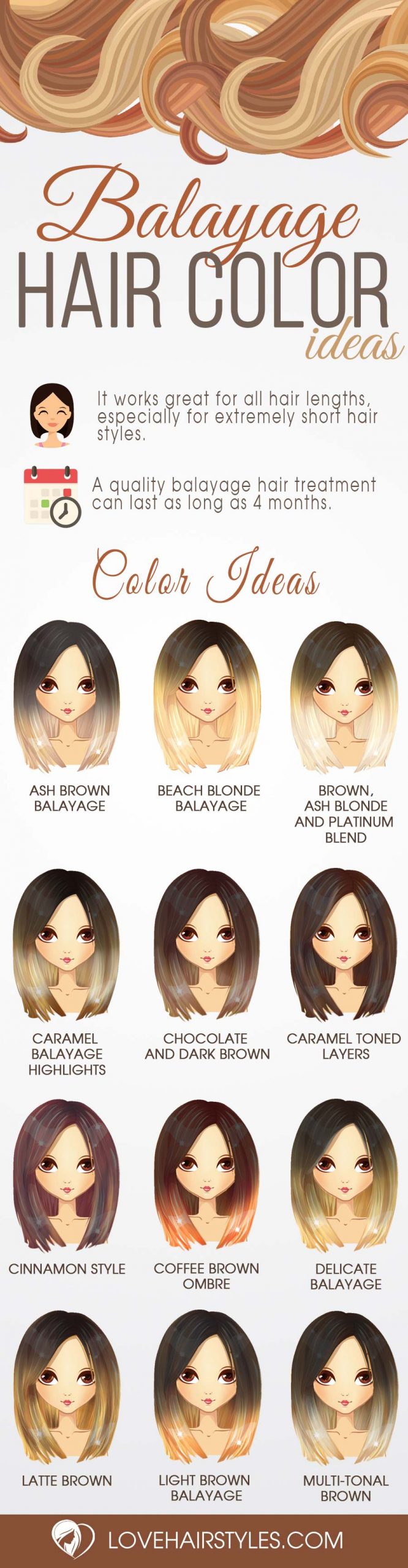 Balayage Hair Color Ideas in Brown to Caramel Tones