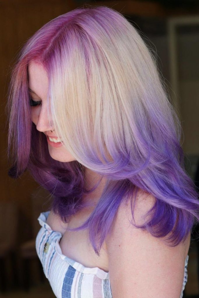 White And Bright Violet Ombre Butterfly Style