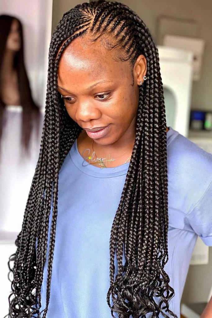 Stylish Side-Swept Cornrow Braids #cornrowbraids #braids