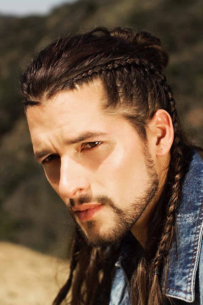 Knots & Braids Faux Hawk Style #longhaircutformen #longhairstyle