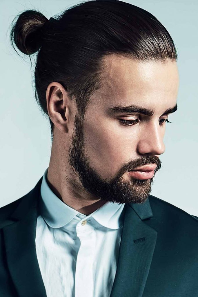 Long Hairstyles For Men Guide Low Sleek Bun 683x1024 