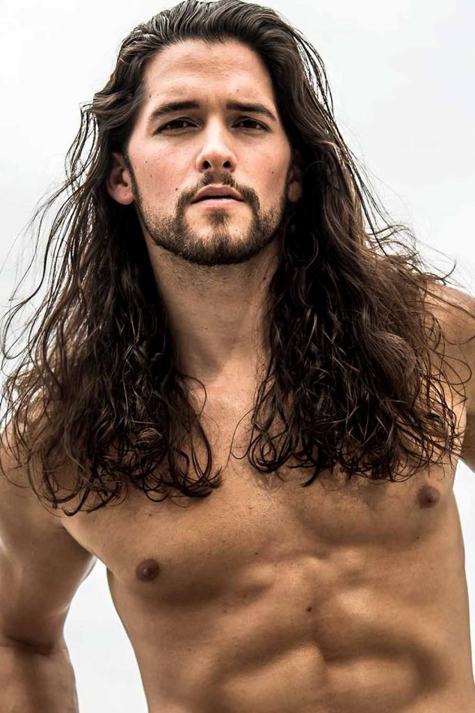 Slicked Back Long Curls #longhaircutformen #longhairstyle