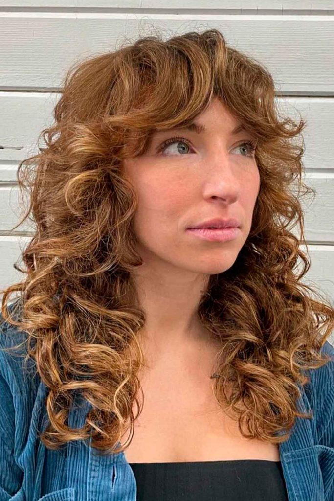 Curly Shag With Layered Fringe