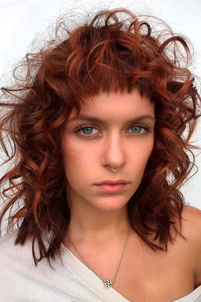 Shag Curly Style with Baby Bangs