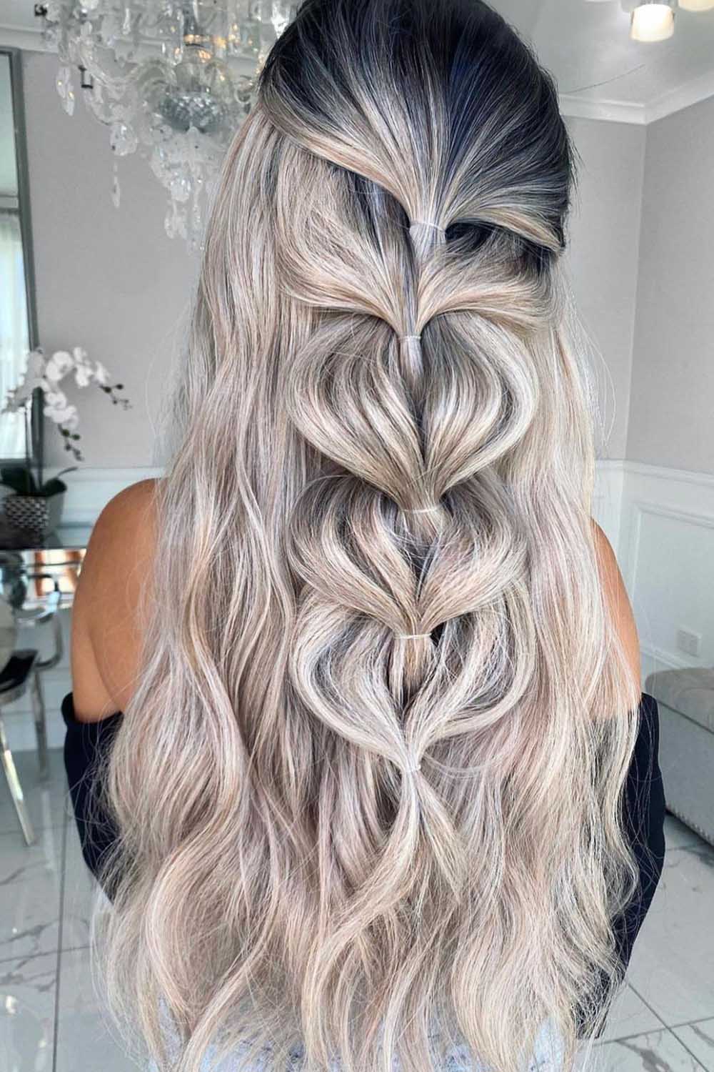 Blonde Beachy Wavy Hair with Braid