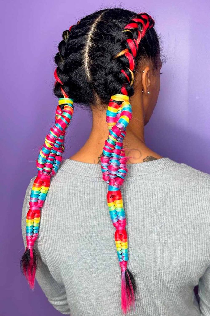 Rainbow DNA Braids #braidedhairstyles #braids