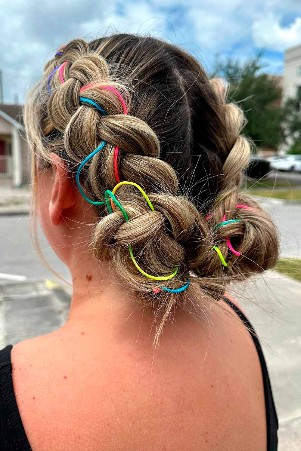 Braided Hairstyles with Colorful Rubber Bands #braidedhairstyles #braids