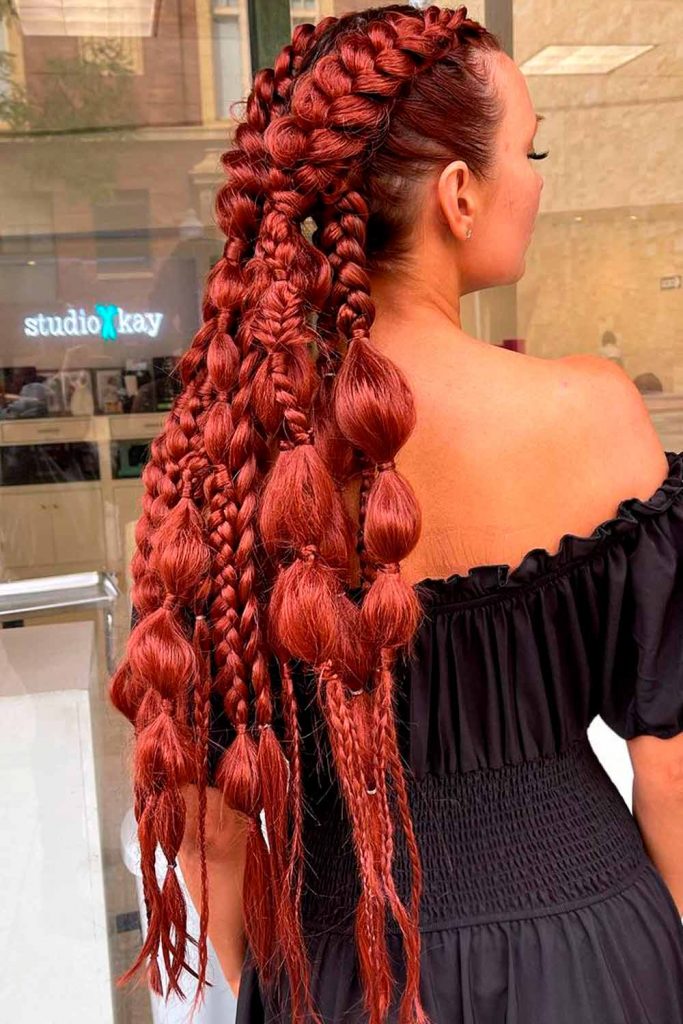 Rubber Band Hairstyles for Bubble Braids #braidedhairstyles #braids