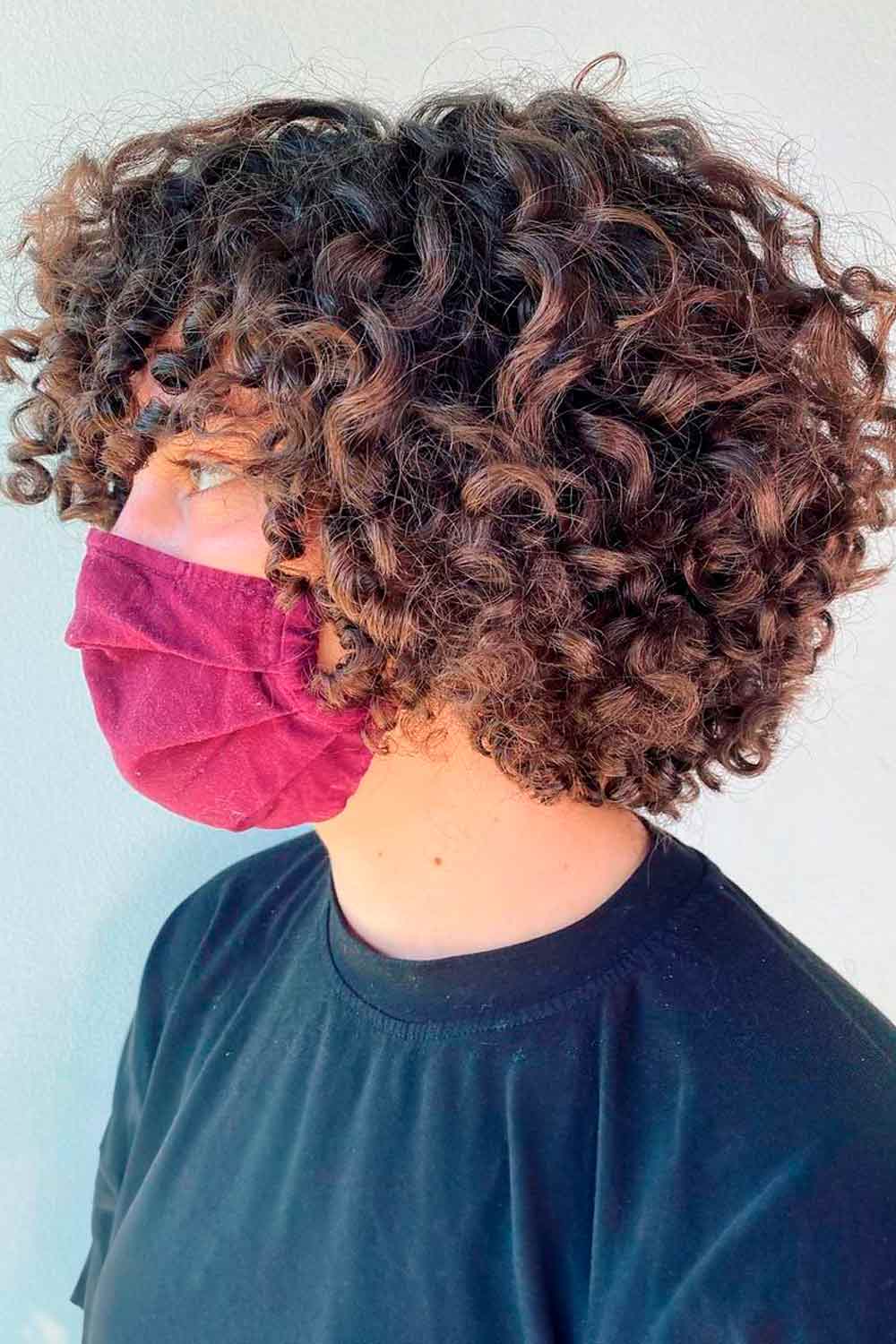 Well-Balanced Rounded Bob With Bangs #curlybob #haircuts #bobhaircuts #curlyhairstyles