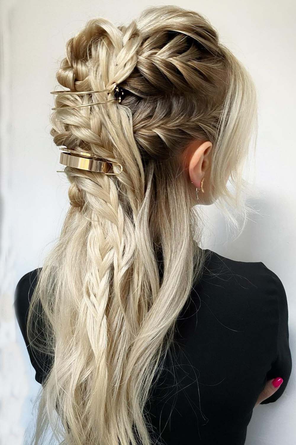 Half Braided Blonde Long Hair