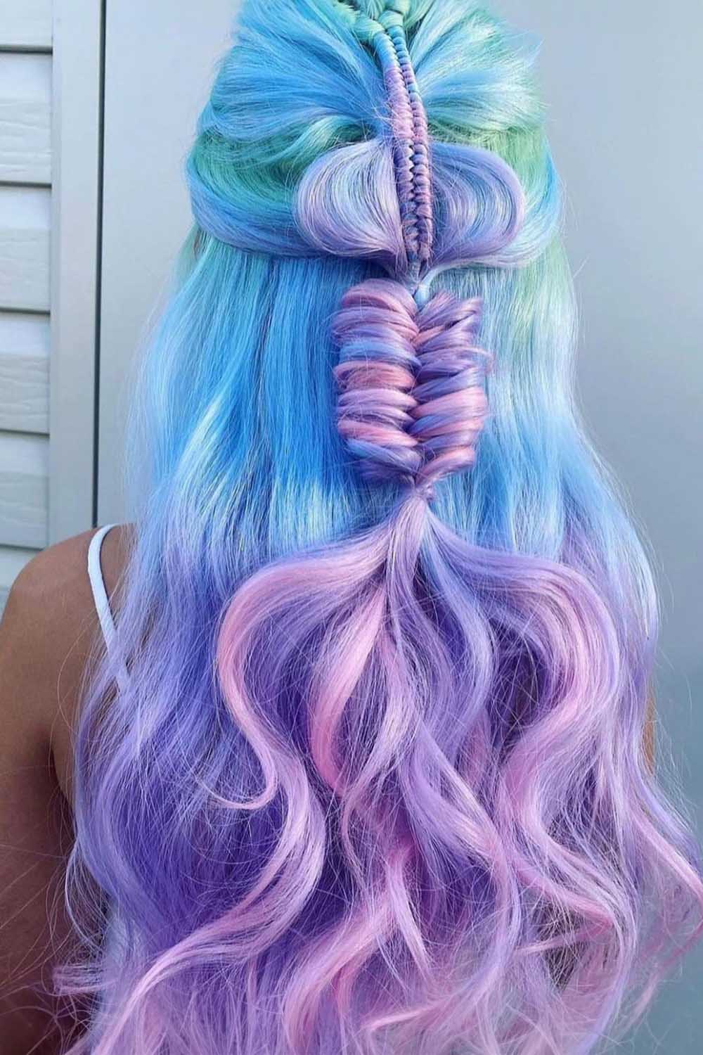 Braided Blue and Violet Long Hair