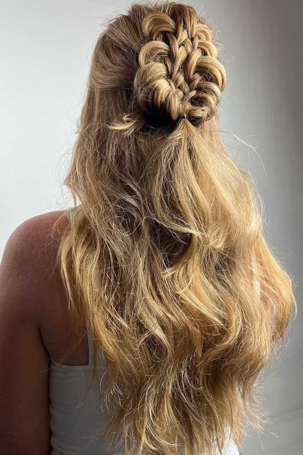 Half Up Blonde Hair with Few Braids