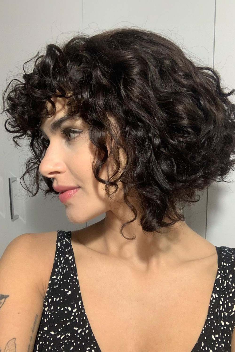 Brunette with Curly Bob Hairstyle