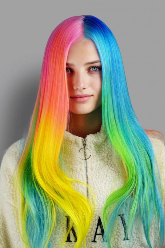 Neon Rainbow Long Hair