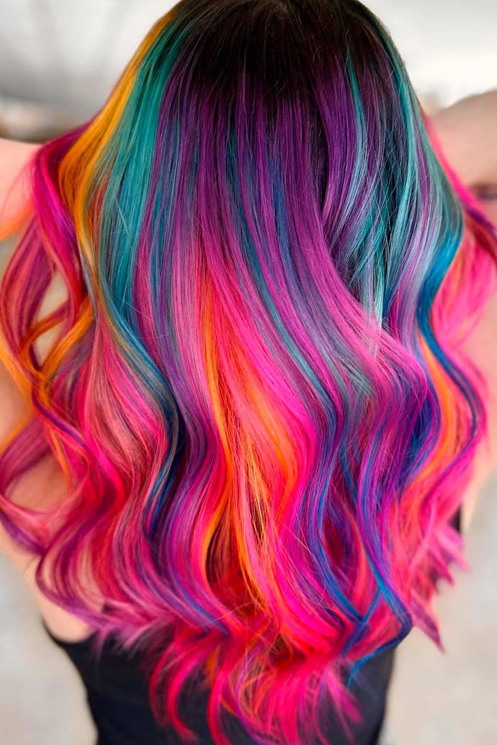 Dark Sunset Blended Rainbow Hair