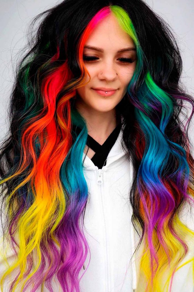 Neon Rainbow Hair Color Vibes