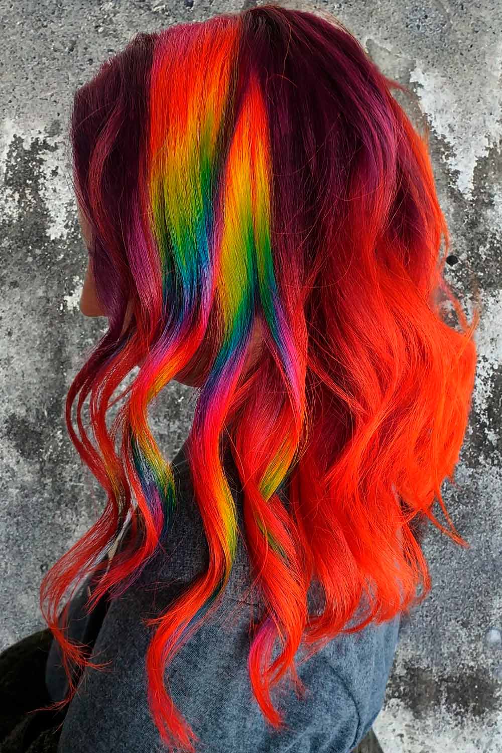 Rainbow Hair Stripes on Red Hair
