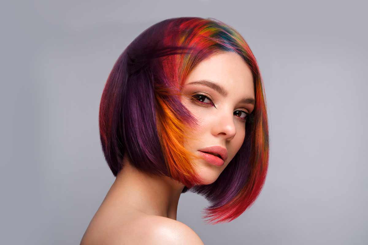 rainbow hair streaks with black hair