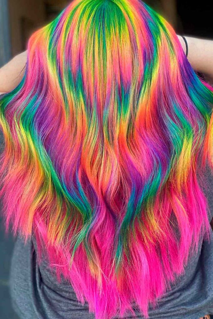 Rainbow V-Cut Hair #vcuthairshape #vcuthair #vhaircut