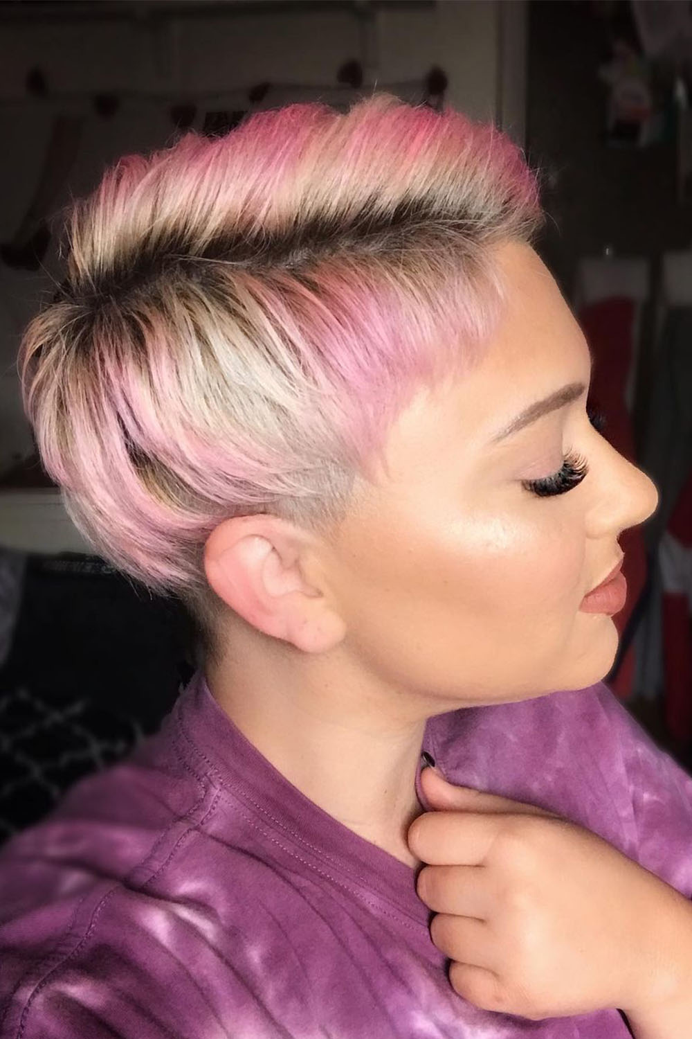 Blonde Hair with Pink Highlights