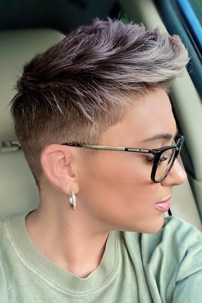 Very Short Hair with Silver Highlights