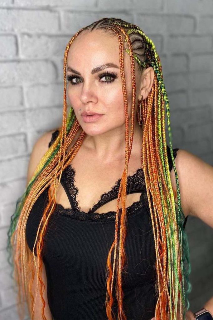 Green Peekaboo Braids