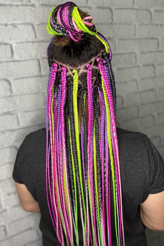 Crazy Rainbow Peekaboo Braids