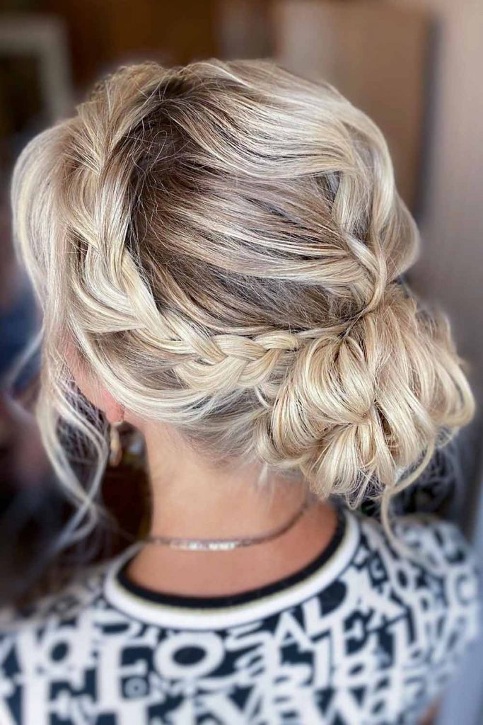 Braids Into Low Bun Updos #fallhairstylestrends #hairstylestrends #trends