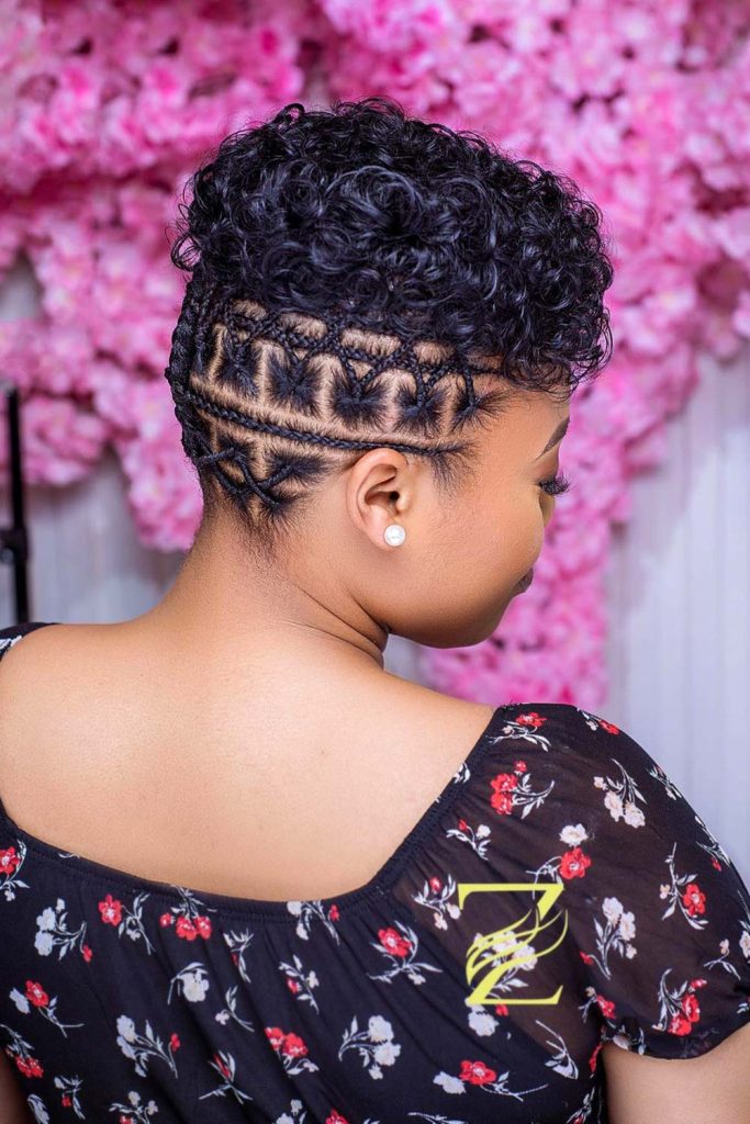 Short Black Hair with Tiny Knotless Sides